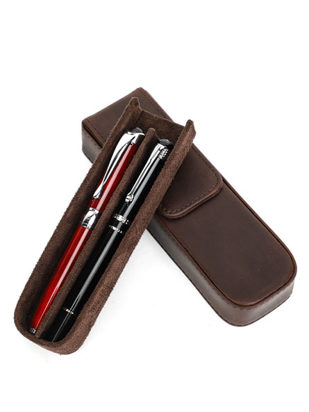 Leather Pen Case — Magnetic Slim Case for 2 Pens